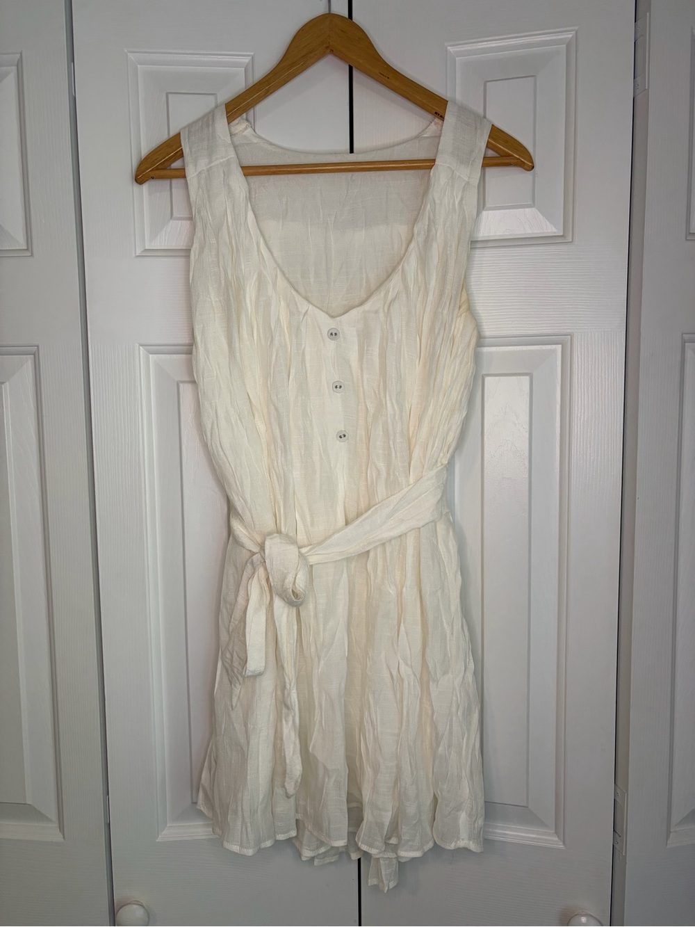 Lightweight Cream Button-Front Sundress
